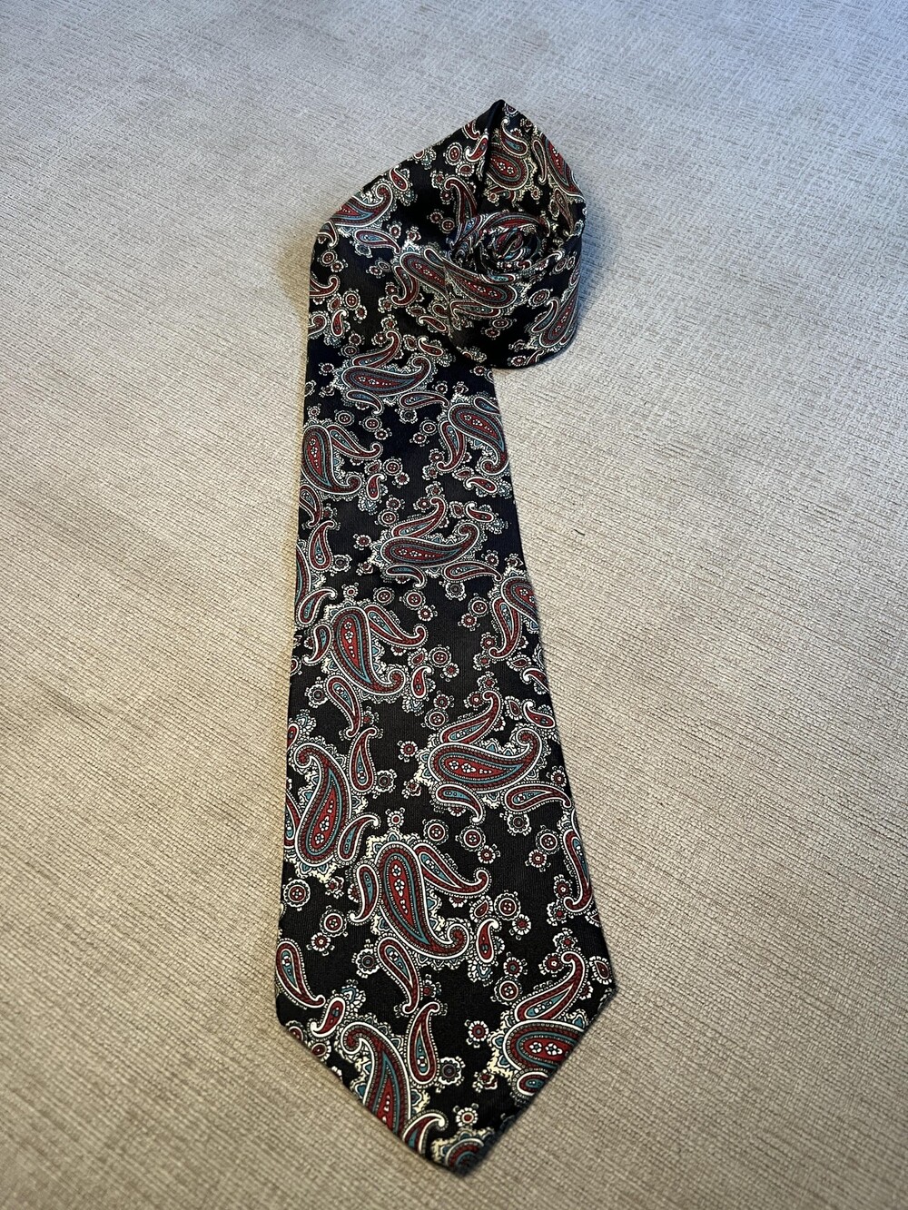 Bert Pulitzer Tie Mens Black Paisley All Silk Made in USA Necktie Classic Formal